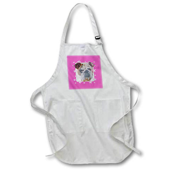 Apron - American Bulldog Portrait Vector With Cute Border Vector Art - American Bulldog