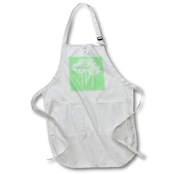Apron - Intricate Lace Mesh Design White Yorkshire Rose Vector - White Roses