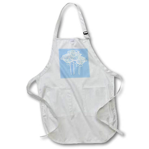 Apron - Intricate Lace Mesh Design White Yorkshire Rose Vector - White Roses