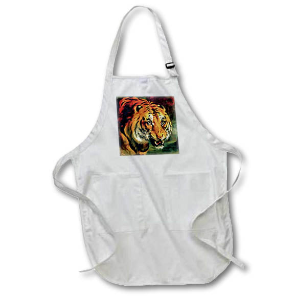 Apron - Snarling Bengal Tiger Head Portrait Acrylic Painting - Tiger