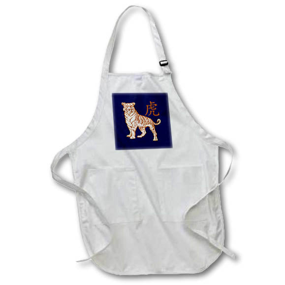 Apron - Year Of The Tiger Laohu Chinese Character In Orange Line Drawing - Tiger