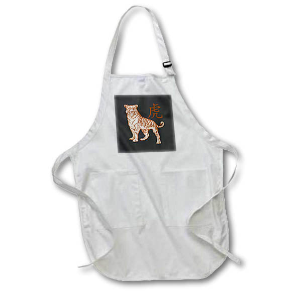 Apron - Year Of The Tiger Laohu Chinese Character In Orange Line Drawing - Tiger