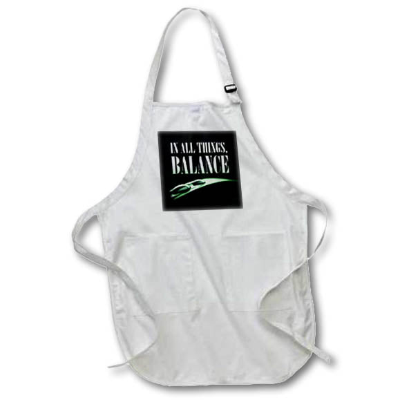 Apron - Image of Words In All Things Balance on Black Background with Leaf – Inspirational Sayings
