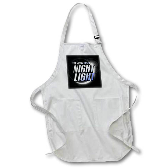 Apron - Image of Words The Moon Is My Night Light on Black Moon Background – Night Designs
