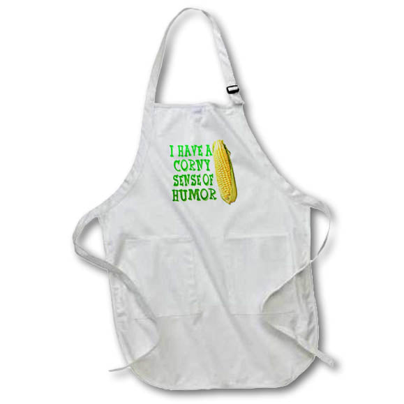 Apron - Image of Words I Have A Corny Sense Of Humor with Corn Picture – Humorous Sayings