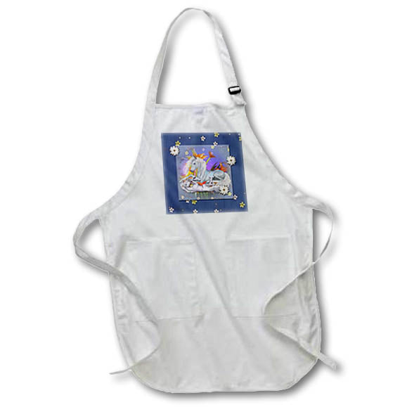 Apron - Pretty laying down Unicorn with flower highlights Unicorns