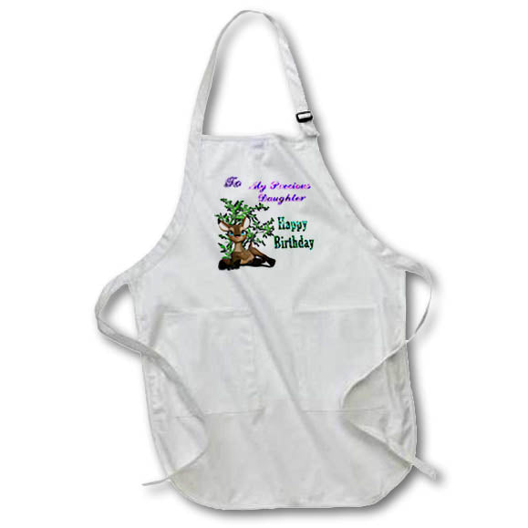 Apron - Sweet baby deer in beautiful flowers Birthday Wish Happy Birthday