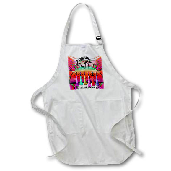 Apron - Bright Orange and very beautiful ethnic black american women African American Art