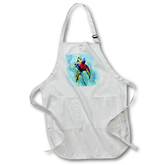 Apron - Water color McCaw parrots with soft blue background Exotic Animals
