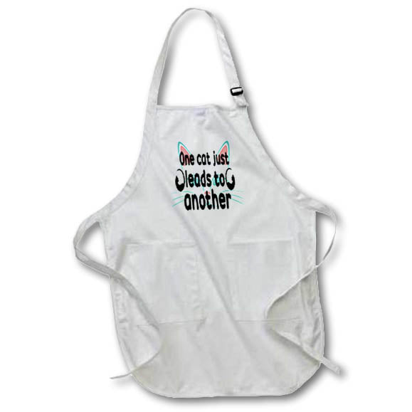 Apron - Cat White Face One Cat Leads To Another Quote Cat Designs
