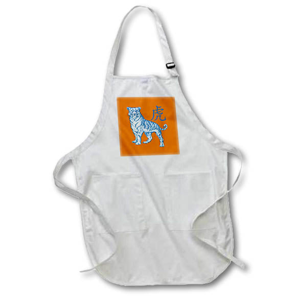 Apron - Year Of The Tiger Laohu Chinese Character In Blue Line Drawing - Tiger