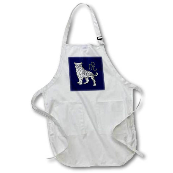 Apron - Year Of The Tiger Laohu Chinese Character In Grey Line Drawing - Tiger