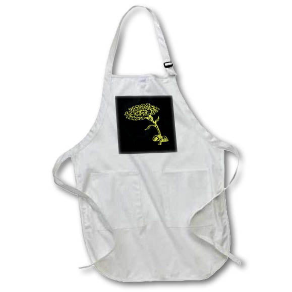 Apron - Vintage Carnation Botanical Line Art Illustration Yellow Ink Illustration - Carnation