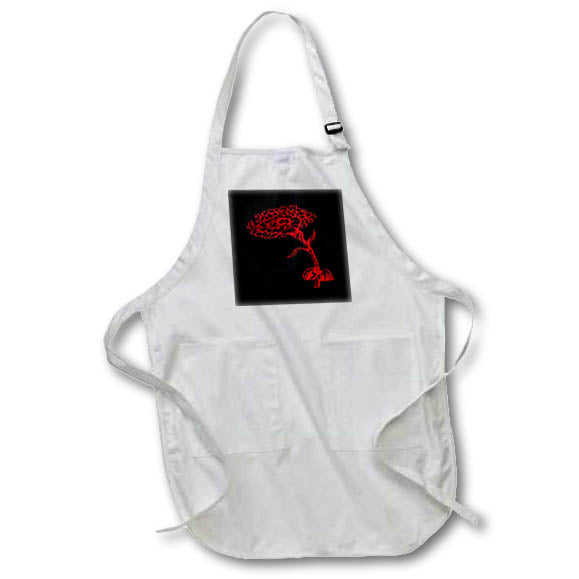 Apron - Vintage Carnation Botanical Line Art Illustration Red Ink Illustration - Carnation