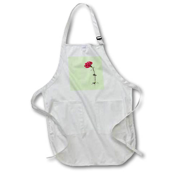 Apron - Single Stem Red Carnation Isolated Acrylic Painting - Carnation
