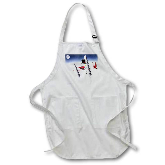 Apron - Holiday Snowman With Cardinals Winter And Christmas
