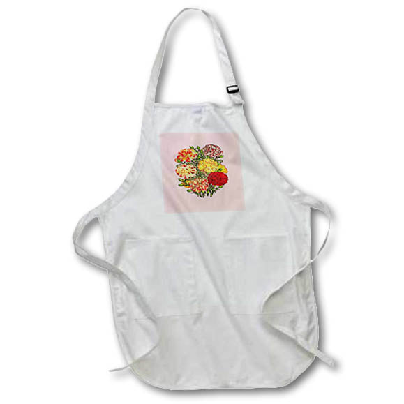 Apron - Carnations Artistic Floral Bouquet Black Outline Art Acrylic Painting - Carnation