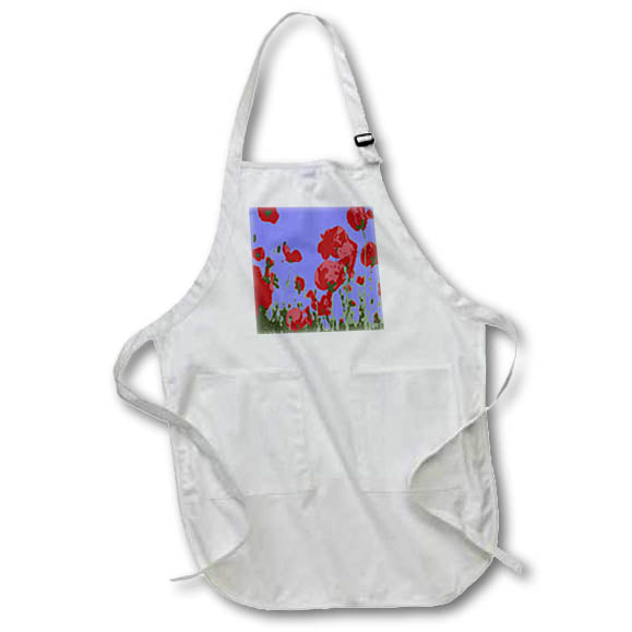 Apron - Artistic Botanical Red Poppies Vector Art - Poppies