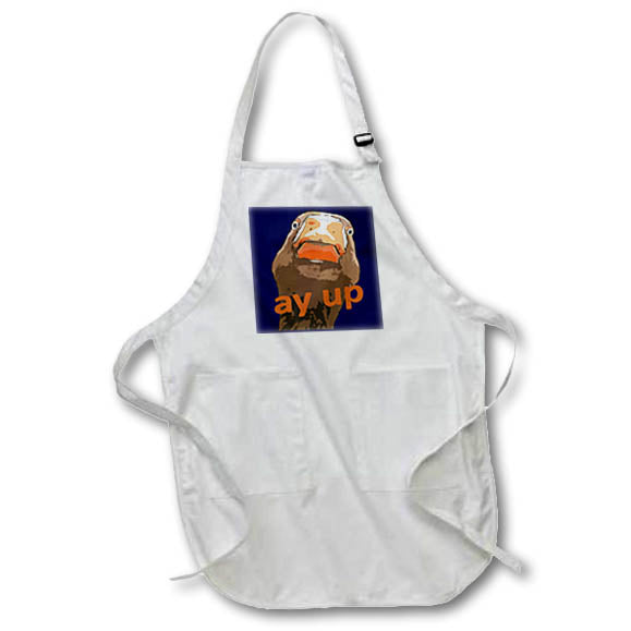Apron - Ay Up Greeting Nerdy Duck Face Black Outline Art Vector Art - Duck