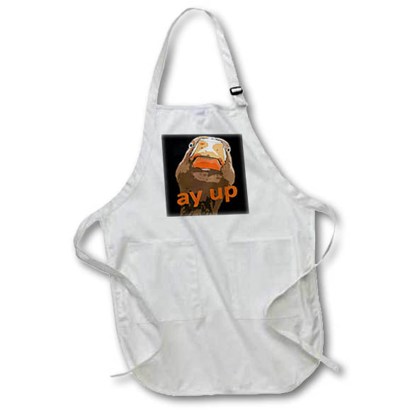 Apron - Ay Up Greeting Nerdy Duck Face Black Outline Art Vector Art - Duck