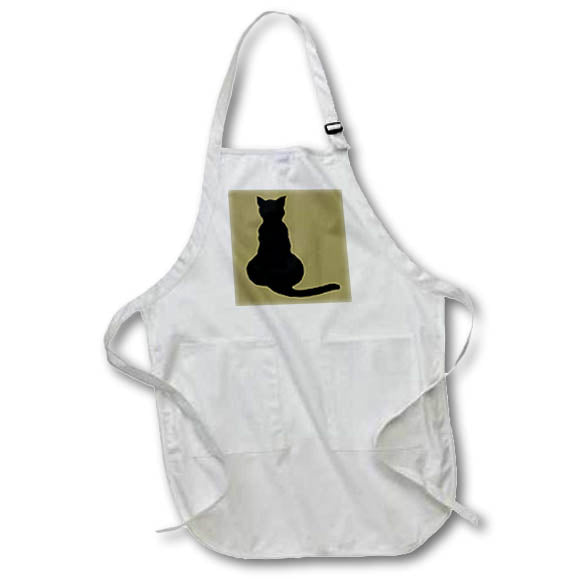 Apron - Back View Of An Insubordinate Cat Black Silhouette Vector Art - Black Cat Silhouette