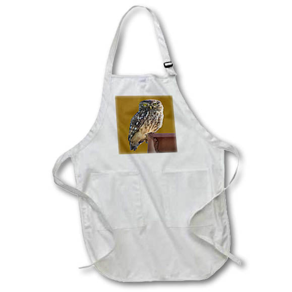 Apron - Beautiful Cute Barn Owl Staring With Wide Yellow Eyes Vector Art - Owl