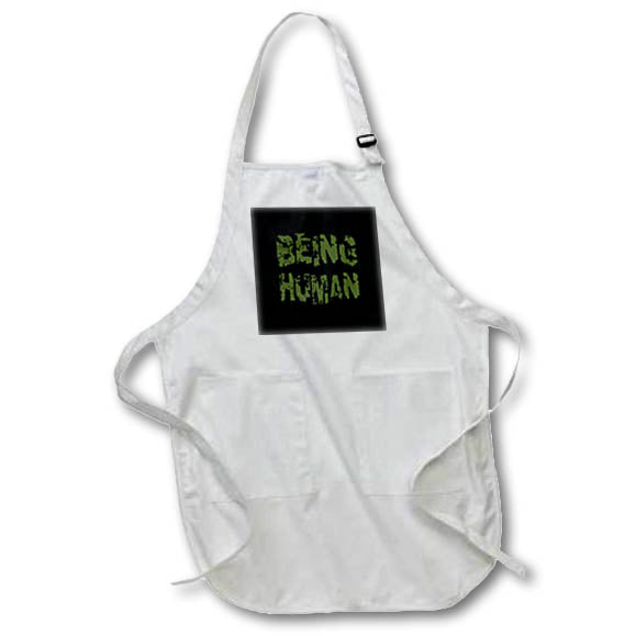 Apron - Being Human Distressed Grungy Green Text Typography - Being Human