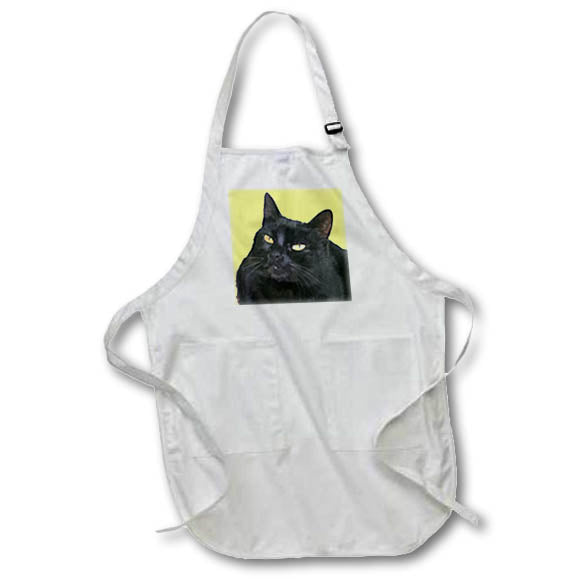 Apron - Black Cat With Beautiful Yellow Eyes Vector Vector Art - Black Cat
