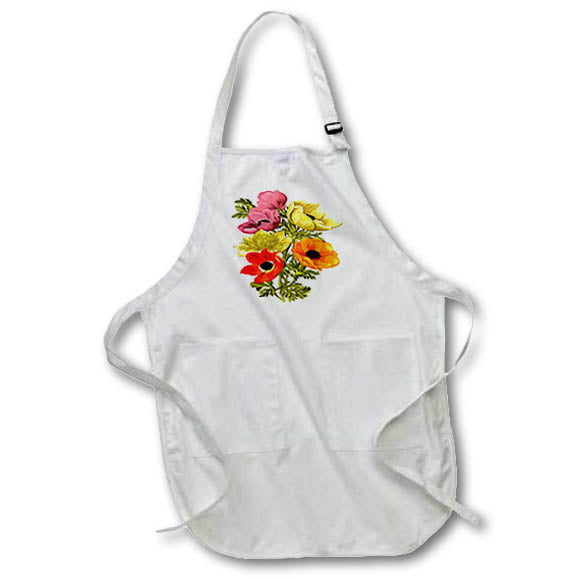 Apron - Anemone Windflower Botanical Art Acrylic Painting - Anemone Flowers