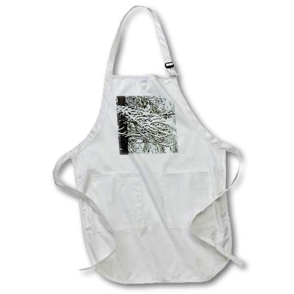 Apron - Snow On Branches White Winter Landscape Acrylic Painting - Winter Landscape