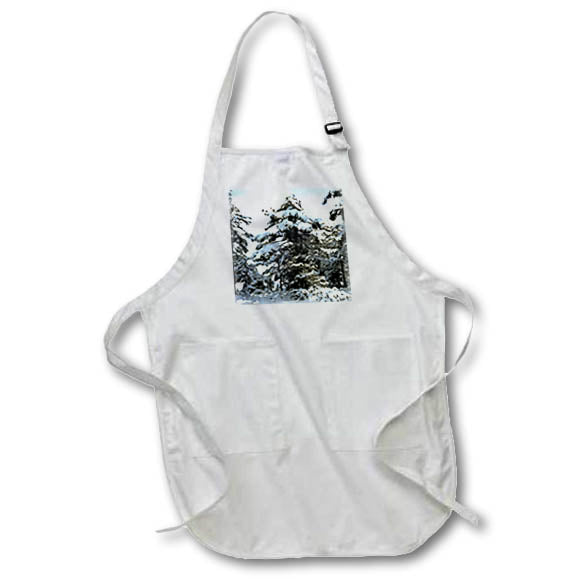 Apron - Pine Tree Coated In Snow Acrylic Painting - Winter Landscape