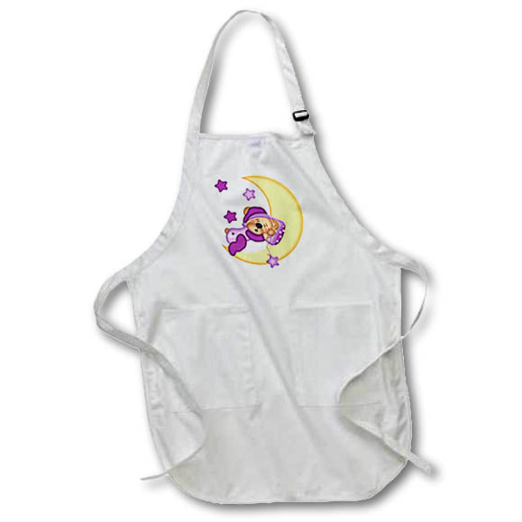 Apron - Cute Sleeping Bear On A Moon Illustration Illustrations