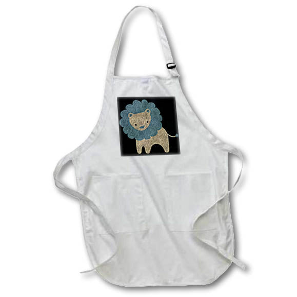 Apron - Cute Blue and Beige Lion Illustration Illustrations