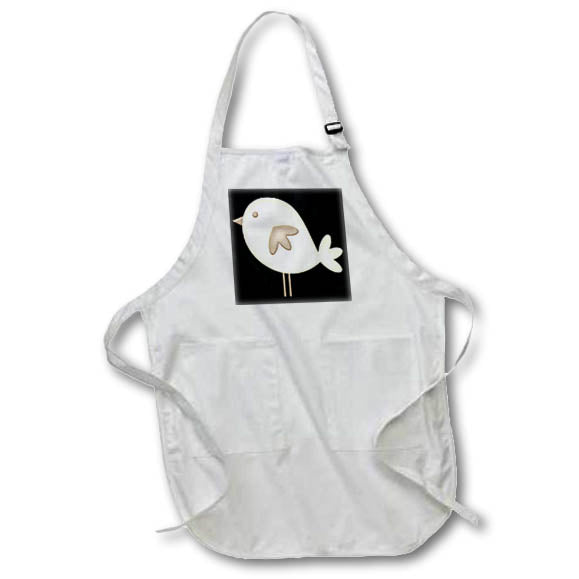 Apron - Cute Beige Puffy Bird Illustration Illustrations