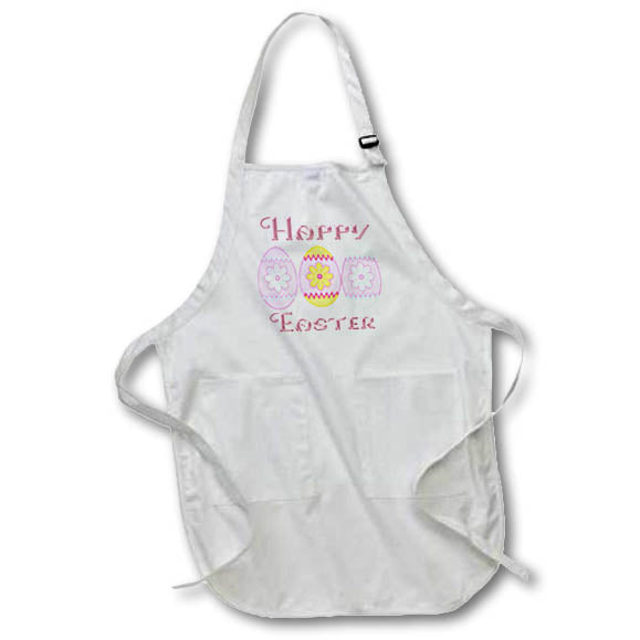 Apron - Pink Happy Easter With Three Easter Eggs Illustration Illustrations