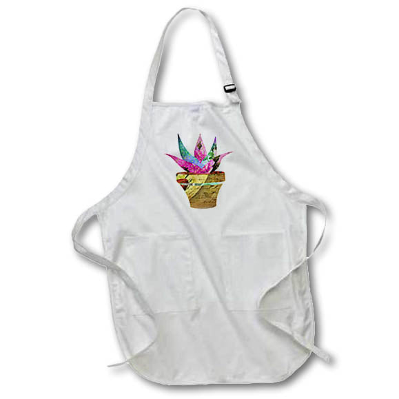 Apron - Modern Collage Patterned Cactus In A Pot Illustration Illustrations