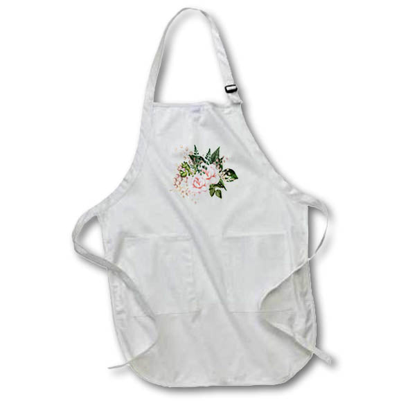 Apron - Pretty Pink and Image Of Rose Gold Floral Bouquet Illustration Illustrations