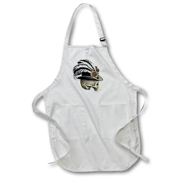 Apron - Lady Skull With A Floral and Feather Hat Illustration Illustrations