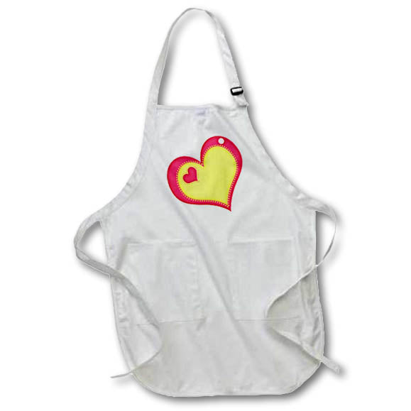 Apron - Cute Pink and Yellow Double Heart With Dots Illustration Illustrations