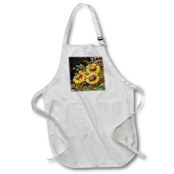 Apron - Pretty Yellow Sunflower and Image Of Gold Flourish Design Illustrations