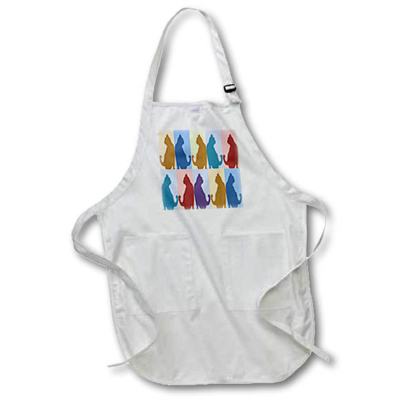 Apron - Cat Silhouette Fun Pastel Color Pattern Vector Art - Cat Silhouette
