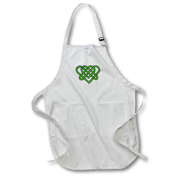 Apron - Celtic Eternal Love Knot Romantic Heart Green Design Acrylic Painting - Celtic Love Knot