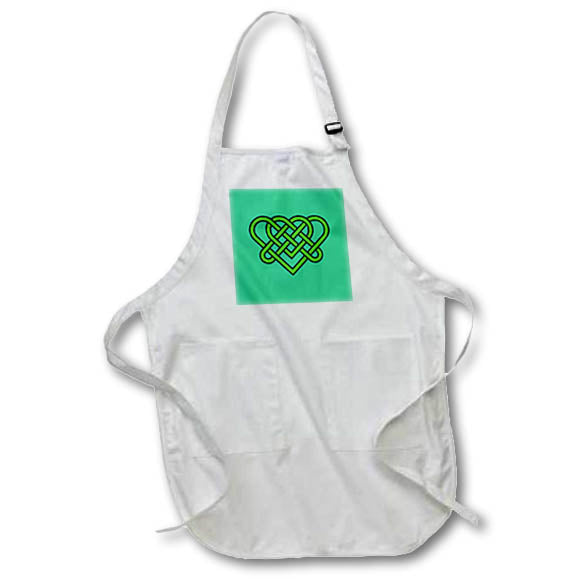 Apron - Celtic Eternal Love Knot Romantic Heart Green Design Acrylic Painting - Celtic Love Knot