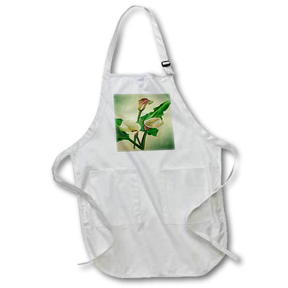 Apron - Three Calla Lilies Stunning Botanical Acrylic Painting Acrylic Painting - Calla Lilies