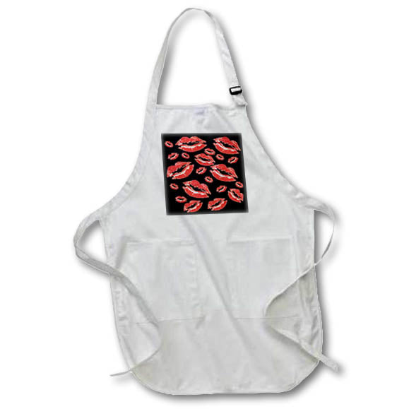 Apron - Cover Me In Kisses Red Lipstick Flirtatious Fun Vector Art - Lipstick Kisses