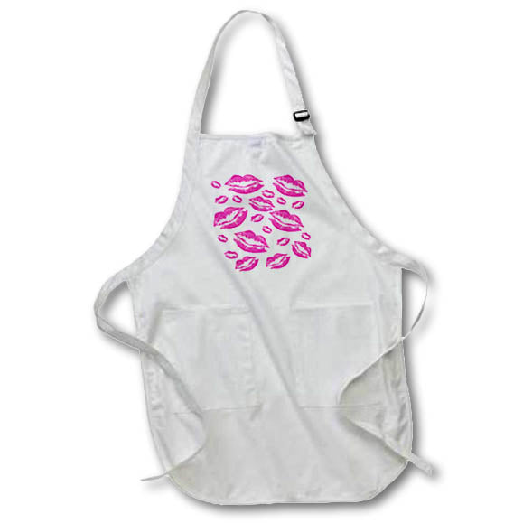 Apron - Cover Me In Kisses Playful Pink Lipstick Flirtatious Fun Vector Art - Lipstick Kisses
