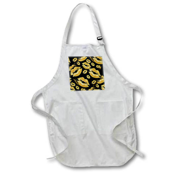 Apron - Two Kisses Collided Yellow Colored Lips Pattern Pattern - Lipstick Kisses