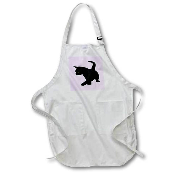 Apron - Cute Baby Black Cat Silhouette Tail Held High Vector Art - Black Cat Silhouette