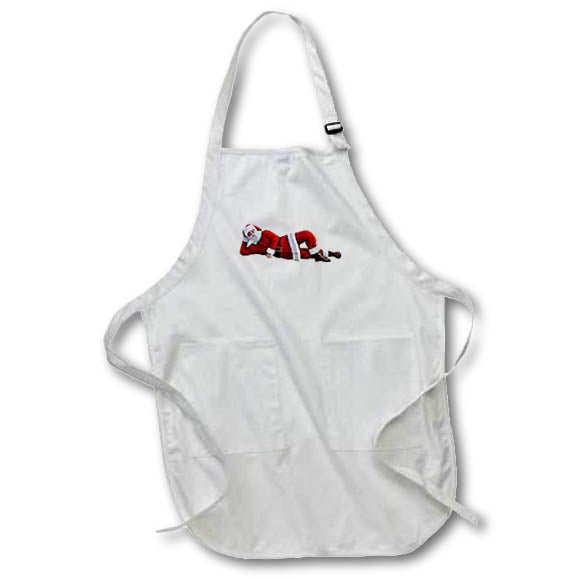 Apron - Santa Claus Lying Down and Looking Graphics Holiday Christmas