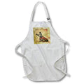 Apron - Image of Cute Terrier Dog On this French Vintage Card Red Black Beige lens Art by Florene - Vintage French
